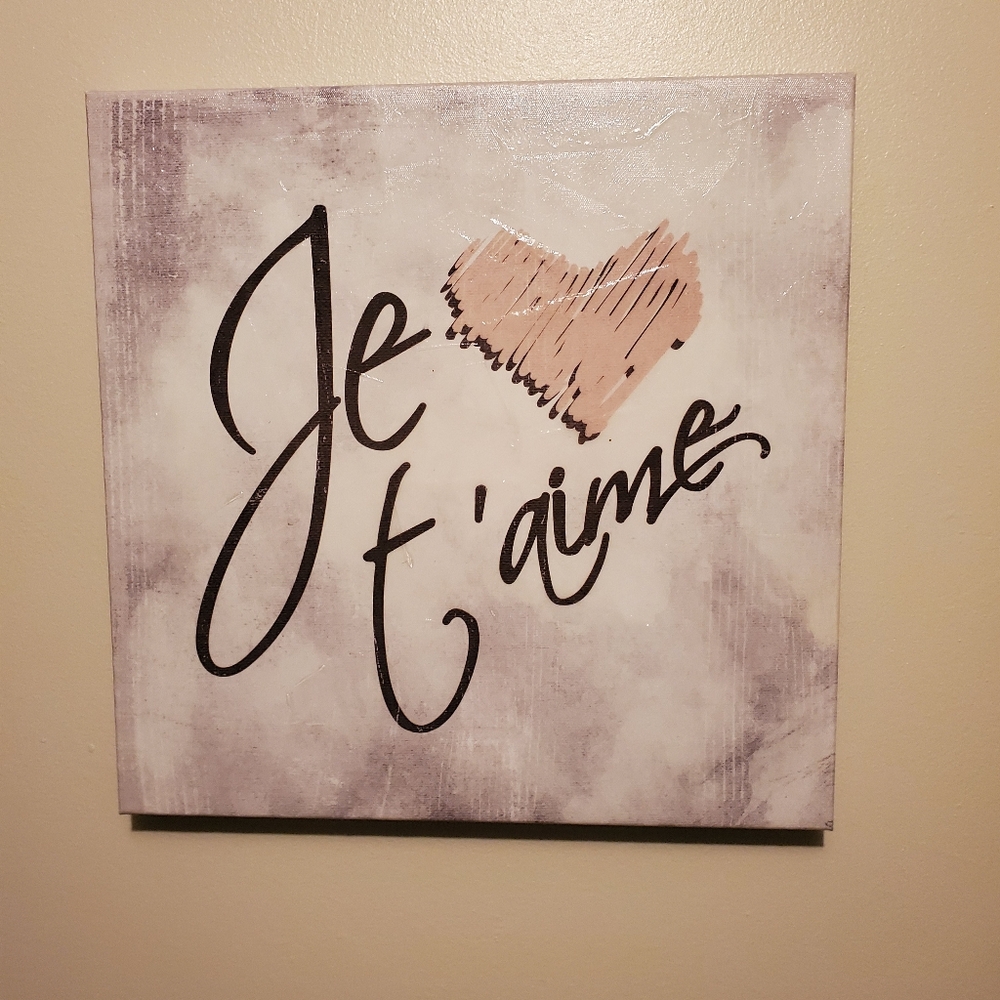 Je T'aime Quote Canvas Wall Art